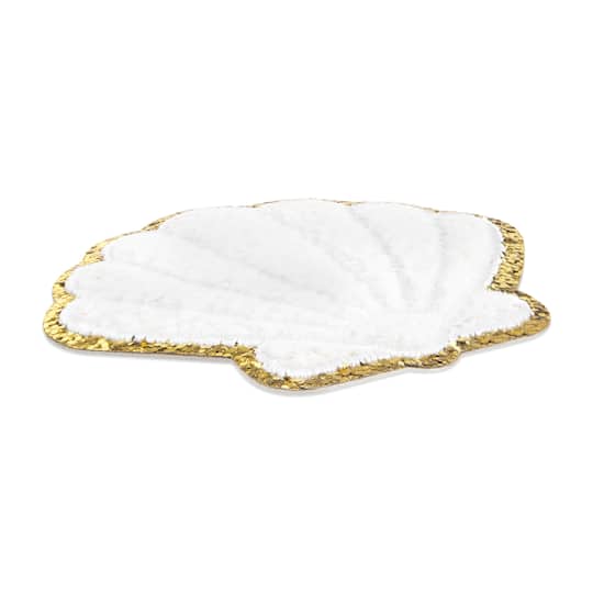 White Embroidered Shell Iron-On & Adhesive Patch by Make Market®